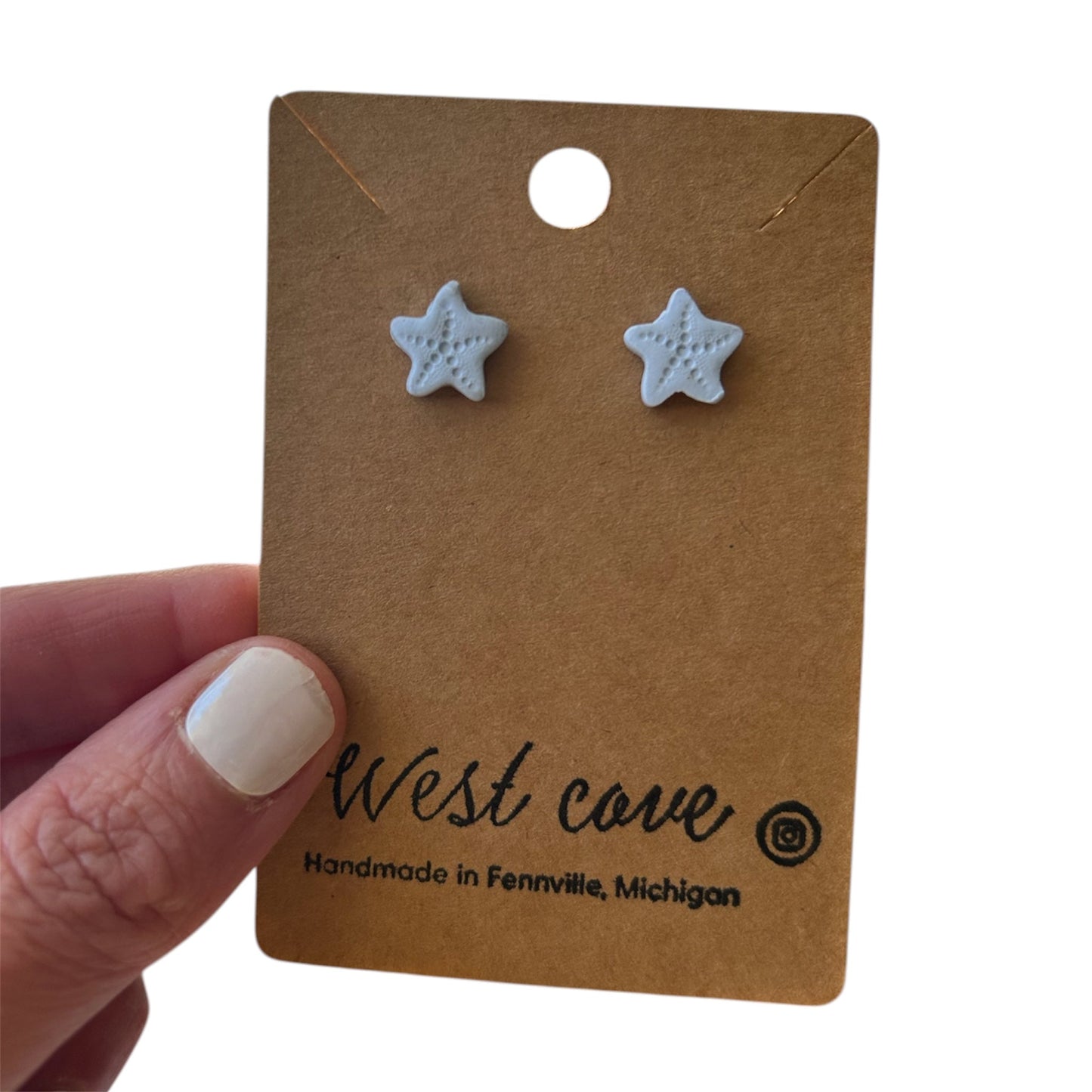 Polymer Clay Starfish Earrings - Handmade Hypoallergenic Coastal Beach Jewelry