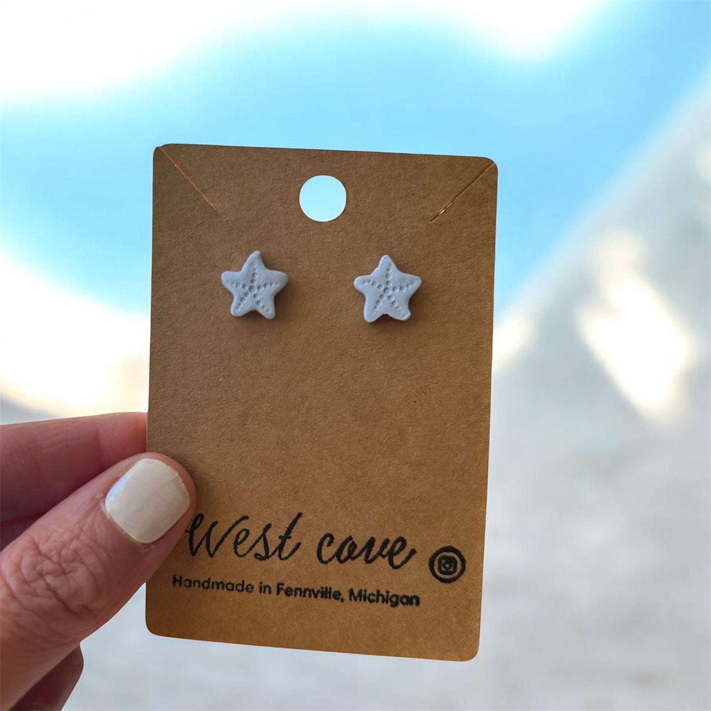 Polymer Clay Starfish Earrings - Handmade Hypoallergenic Coastal Beach Jewelry
