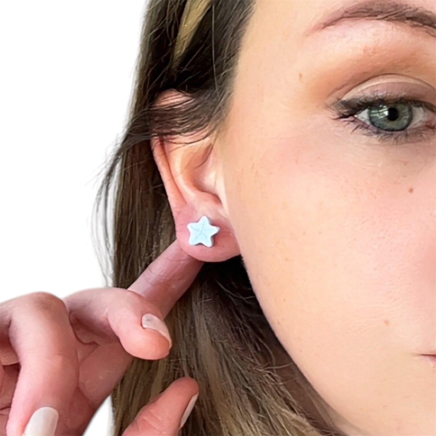 Polymer Clay Starfish Earrings - Handmade Hypoallergenic Coastal Beach Jewelry